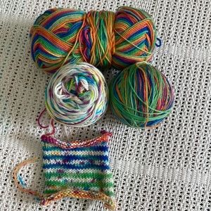 Sock yarn | Rainbow hand dyed and commercially dyed fingering weight yarn